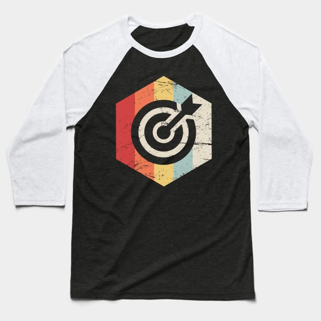 Retro Vintage Bow & Arrow Target Baseball T-Shirt by MeatMan